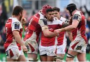 10 December 2016; Ulster's Charles Piutau, centre, celebrates with team-mates following their victory in the European Rugby Champions Cup Pool 5 Round 3 match between Ulster and ASM Clermont Auvergne at the Kingspan Stadium in Belfast. Photo by Ramsey Cardy/Sportsfile