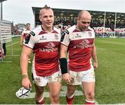 10 December 2016; Luke Marshall, left, and Rory Best of Ulster after the European Rugby Champions Cup Pool 5 Round 3 match between Ulster and ASM Clermont Auvergne at the Kingspan Stadium in Belfast. Photo by Oliver McVeigh/Sportsfile