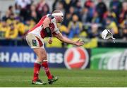 10 December 2016; Ulster's Rory Best catches his scrum cap during the European Rugby Champions Cup Pool 5 Round 3 match between Ulster and ASM Clermont Auvergne at the Kingspan Stadium in Belfast. Photo by Ramsey Cardy/Sportsfile
