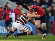 10 December 2016; Dave Kilcoyne of Munster is tackled by Ed Slater of Leicester Tigers during the European Rugby Champions Cup Pool 1 Round 3 match between Munster and Leicester Tigers at Thomond Park in Limerick. Photo by Brendan Moran/Sportsfile