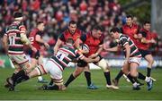 10 December 2016; Dave Kilcoyne of Munster is tackled by Ed Slater, left, and Freddie Burns of Leicester Tigers during the European Rugby Champions Cup Pool 1 Round 3 match between Munster and Leicester Tigers at Thomond Park in Limerick. Photo by Diarmuid Greene/Sportsfile