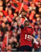 10 December 2016; Simon Zebo of Munster celebrates after scoring his side's first try during the European Rugby Champions Cup Pool 1 Round 3 match between Munster and Leicester Tigers at Thomond Park in Limerick. Photo by Diarmuid Greene/Sportsfile