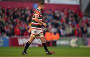 10 December 2016; Ed Slater of Leicester Tigers leaves the pitch after being shown a yellow card by referee Romain Poite during the European Rugby Champions Cup Pool 1 Round 3 match between Munster and Leicester Tigers at Thomond Park in Limerick. Photo by Brendan Moran/Sportsfile
