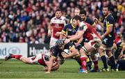 10 December 2016; Flip van der Merwe of ASM Clermont Auvergne is tackled by Andrew Warwick of Ulster during the European Rugby Champions Cup Pool 5 Round 3 match between Ulster and ASM Clermont Auvergne at the Kingspan Stadium in Belfast. Photo by Oliver McVeigh/Sportsfile