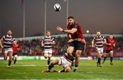 10 December 2016; Jaco Taute of Munster is prevented from scoring a try by George Worth of Leicester Tigers, who subsequently was shown a yellow card, during the European Rugby Champions Cup Pool 1 Round 3 match between Munster and Leicester Tigers at Thomond Park in Limerick. Photo by Brendan Moran/Sportsfile