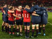 10 December 2016; The Munster team huddle after the European Rugby Champions Cup Pool 1 Round 3 match between Munster and Leicester Tigers at Thomond Park in Limerick. Photo by Brendan Moran/Sportsfile