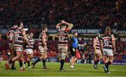10 December 2016; Leicester Tigers players after conceding a penalty try during the European Rugby Champions Cup Pool 1 Round 3 match between Munster and Leicester Tigers at Thomond Park in Limerick. Photo by Brendan Moran/Sportsfile