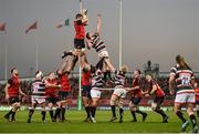 10 December 2016; Peter O'Mahony of Munster wins possession in a lineout ahead of Ed Slater of Leicester Tigers during the European Rugby Champions Cup Pool 1 Round 3 match between Munster and Leicester Tigers at Thomond Park in Limerick. Photo by Diarmuid Greene/Sportsfile