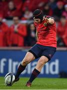 10 December 2016; Tyler Bleyendaal of Munster kicks a conversion during the European Rugby Champions Cup Pool 1 Round 3 match between Munster and Leicester Tigers at Thomond Park in Limerick. Photo by Brendan Moran/Sportsfile