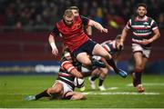 10 December 2016; Keith Earls of Munster in action against Sam Harrison of Leicester Tigers during the European Rugby Champions Cup Pool 1 Round 3 match between Munster and Leicester Tigers at Thomond Park in Limerick. Photo by Diarmuid Greene/Sportsfile