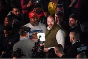 10 December 2016; Former Heavyweight boxing champions Shannon Briggs, left, of United States and Tyson Fury of England in attendance during the Anthony Joshua and Eric Molina fight night at the Manchester Arena in Manchester, England. Photo by Stephen McCarthy/Sportsfile