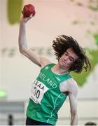 10 December 2016; Troy McConville of Ireland, from Craigavon S High School, competes in the Under 16 Boys shot putt event at the Combined Events Schools International games at Athlone IT in Co. Westmeath. Photo by Cody Glenn/Sportsfile