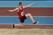 10 December 2016; Harri Wheeler-Sexton of Wales, from Ysgol Gyfun Gartholwg, competes in the Over 16 Boys long jump at the Combined Events Schools International games at Athlone IT in Co. Westmeath. Photo by Cody Glenn/Sportsfile