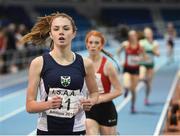 10 December 2016; Nicole Proudfoot of Scotland, from Annan Academy, on her way to winning the Under 16 Girls 800m event at the Combined Events Schools International games at Athlone IT in Co. Westmeath. Photo by Cody Glenn/Sportsfile
