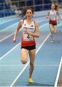 10 December 2016; Kiera Bainsfair of England, from Chelmsford County High School, on her way to winning the Under 16 Girls 800m event at the Combined Events Schools International games at Athlone IT in Co. Westmeath. Photo by Cody Glenn/Sportsfile