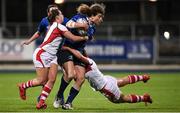 10 December 2016; Jenny Murphy of Leinster is tackled by Claire McLoughlin and Jemma Jackson of Ulster during the Women's Interprovincial Rugby Championship Round 2 match between Leinster and Ulster at Donnybrook Stadium in Dublin. Photo by Matt Browne/Sportsfile