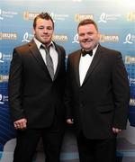 4 May 2011; At the Bord Gáis Energy IRUPA Players Awards are Leinster's Cian Healy, left, with John Mullins, CEO, Bord Gáis Energy. Burlington Hotel, Dublin. Picture credit: Brendan Moran / SPORTSFILE