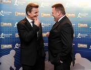 4 May 2011; At the Bord Gáis Energy IRUPA Players Awards are Leinster's Brian O'Driscoll, with John Mullins, CEO, Bord Gáis Energy. Burlington Hotel, Dublin. Picture credit: Brendan Moran / SPORTSFILE