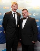 4 May 2011; At the Bord Gáis Energy IRUPA Players Awards are Leinster's Leo Cullen, left, with John Mullins, CEO, Bord Gáis Energy. Burlington Hotel, Dublin. Picture credit: Brendan Moran / SPORTSFILE