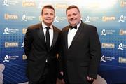 4 May 2011; At the Bord Gáis Energy IRUPA Players Awards are Leinster's Brian O'Driscoll, with John Mullins, CEO, Bord Gáis Energy. Burlington Hotel, Dublin. Picture credit: Brendan Moran / SPORTSFILE