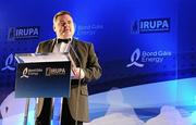 4 May 2011; Speaking at the Bord Gáis Energy IRUPA Players Awards is John Mullins, CEO, Bord Gáis Energy. Burlington Hotel, Dublin. Picture credit: Brendan Moran / SPORTSFILE