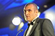4 May 2011; Speaking at the Bord Gáis Energy IRUPA Players Awards is Omar Hassanein, the new CEO of IRUPA. Burlington Hotel, Dublin. Picture credit: Brendan Moran / SPORTSFILE