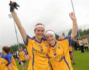 7 May 2011; Eimear Considine, left, and Naomi Carroll, Clare, celebrate their side's victory. Bord Gais Energy National Football League Division Three Final, Fermanagh v Clare, Parnell Park, Donnycarney, Dublin. Picture credit: Stephen McCarthy / SPORTSFILE
