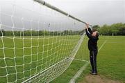 7 May 2011; Belvedere F.C. manager Eddie Foy prepairing the nets in advance of the game.  U9 A Saturday - 7 a-side,  Belvedere F.C. v Phoenix F.C., Fairview Park, Fairview, Dublin. Picture credit: Ray McManus / SPORTSFILE