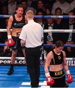 10 December 2016; Viviane Obenauf during her Super-Featherweight fight with Katie Taylor at the Manchester Arena in Manchester, England. Photo by Stephen McCarthy/Sportsfile
