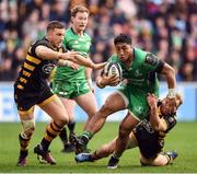 11 December 2016; Bundee Aki of Connacht is tackled by Dan Robson, right, and Jimmy Gopperth of Wasps during the European Rugby Champions Cup Pool 2 Round 3 match between Wasps and Connacht at the Ricoh Arena in Coventry, England. Photo by Stephen McCarthy/Sportsfile