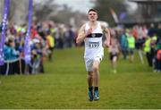 11 December 2016; Louis O'Loughlin, of Donore Harriers, Dublin, on his way to winning the Boys U17 5000m race during the Irish Life Health Novice & Juvenile Uneven Age National Cross Country Championships at Dundalk I.T. in Co. Louth. Photo by Seb Daly/Sportsfile