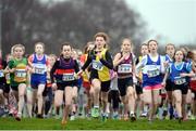 11 December 2016; Angela Carroll, centre, Co. Kilkenny, in action during the Irish Life Health Novice & Juvenile Uneven Age National Cross Country Championships at Dundalk I.T. in Co. Louth. Photo by Seb Daly/Sportsfile