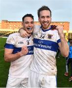 11 December 2016; St Vincent's Shane Carthy, left, and Nathan Mullins celebrate following their victory in the AIB GAA Football Senior Club Championship Final match between Rhode and St Vincent's at O'Moore Park in Portlaoise, Co. Laois. Photo by Ramsey Cardy/Sportsfile