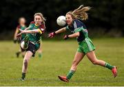 12 March 2016; Elisha Donnelly, St Ronan's College Lurgan, Armagh, in action against Elaine Daly, Scoil Chríost Rí, Portlaoise. Lidl All Ireland Junior A Post Primary Schools Championship Final 2016, Scoil Chríost Rí, Portaoise, v St Ronan's College Lurgan, Armagh. Park Oliver Plunketts, Drogheda, Co. Louth. Picture credit: Oliver McVeigh / SPORTSFILE