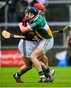 19 June 2016; Joe Canning of Galway clashes with Chris McDonald of Offaly during the Leinster GAA Hurling Senior Championship Semi-Final match between Galway and Offaly at O'Moore Park in Portlaoise, Co Laois. Photo by Cody Glenn/Sportsfile