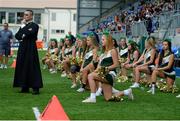 2 September 2016; Fr Augustine Tran, Blessed Trinity staff team member, and the team's cheerleaders look on during their game against St. Peters Prep. Donnybrook Stadium hosted a triple-header of high school American football games today as part of the Aer Lingus College Football Classic. Six top high school teams took part in the American Football Showcase with all proceeds from the game going to Special Olympics Ireland, the official charity partner to the Aer Lingus College Football Classic. High School American Football Showcase match between Blessed Trinity of Atlanta, Georgia and St. Peters Prep of Jersey City, New Jersey at Donnybrook Stadium in Dublin. Photo by Piaras Ó Mídheach/Sportsfile