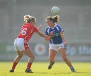7 May 2011; Anna Moore, Laois, in action against Brid Stack, Cork. Bord Gais Energy National Football League Division One Final, Cork v Laois, Parnell Park, Donnycarney, Dublin. Picture credit: Ray McManus / SPORTSFILE