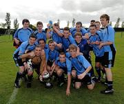 8 May 2011; The Belvedere FC team celebrate with the Paul McGrath cup after winning 2 - 0. Dublin and District Schoollboys League Finals, Paul McGrath Cup Final, Belvedere FC v St Joseph's Boys FC, A.U.L. Complex, Clonshaugh, Dublin. Picture credit: Ray McManus / SPORTSFILE