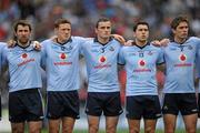 24 April 2011; Dublin players, from left, Bryan Cullen, Paul Flynn, Paul Brogan, Bernard Brogan and Michael Fitzsimons during the National Anthem. Allianz Football League Division 1 Final, Dublin v Cork, Croke Park, Dublin. Picture credit: Stephen McCarthy / SPORTSFILE