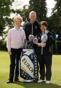 9 May 2011; Pictured with European Solheim Cup captain Alison Nicholas, right, and Shane Daly, Solheim Cup Club Ambassador Director, is Solheim Cup Club Ambassador Ann Walsh, Co. Down Golf Club. European Solheim Cup captain Alison Nicholas treated golfers to a ‘once in a lifetime’ clinic in Dundalk Golf Club, Co. Louth. The clinic was part of a tour of the country which will see Nicholas visit 30 golf clubs as part of the Solheim Cup Club Ambassador Programme, a recruitment drive to encourage members to support Europe in the showdown against the USA in September. Visit www.solheimcup.com for ticketing information.  The Solheim Cup Club Ambassador Programme Golf Clinic, Dundalk Golf Club, Dundalk, Co. Louth. Picture credit: Oliver McVeigh / SPORTSFILE