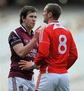 23 April 2011; Conor Lynam, Westmeath argues with Paddy Keenan, Louth. Allianz GAA Football Division 3 Final, Louth v Westmeath, Croke Park, Dublin. Picture credit: Barry Cregg / SPORTSFILE