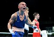 16 August 2016; Vladimir Nikitin of Russia celebrates following his Bantamweight Quarter Final bout victory over Michael Conlan of Ireland at the Riocentro Pavillion 6 Arena during the 2016 Rio Summer Olympic Games in Rio de Janeiro, Brazil. Photo by Stephen McCarthy/Sportsfile