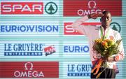 11 December 2016; Aras Kaya of Turkey who came first place in the mens senior race salutes the Turkey flag during the medal presentation at the 2016 Spar European Cross Country Championships in Chia, Italy. Photo by Eóin Noonan/Sportsfile