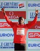 11 December 2016; Isaac Kimeli of Belgium who came first place in the mens under 23 race during the medal presentation at the 2016 Spar European Cross Country Championships in Chia, Italy. Photo by Eóin Noonan/Sportsfile