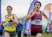 11 December 2016; Third place Rachel Gibson, left, North Down A.C, Co. Down, and Elizabeth Carr, right, Mallow A.C, Co. Cork, in action during the Novice Women's 4000m race the Irish Life Health Novice & Juvenile Uneven Age National Cross Country Championships at Dundalk I.T. in Co. Louth. Photo by Seb Daly/Sportsfile