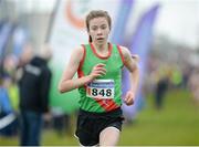 11 December 2016; Saoirse O'Brien, left, Westport A.C, Co. Mayo, on her way to finishing second in the Girls U15 3500m race during the Irish Life Health Novice & Juvenile Uneven Age National Cross Country Championships at Dundalk I.T. in Co. Louth. Photo by Seb Daly/Sportsfile