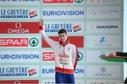 11 December 2016; Callum Hawkins of Great Britain who came third place in the mens senior race during the medal presentation at the 2016 Spar European Cross Country Championships in Chia, Italy. Photo by Eóin Noonan/Sportsfile