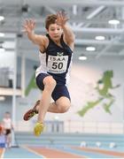 10 December 2016; Callum Newby of Scotland competes in the Under 16 Boys long jump event at the Combined Events Schools International games at Athlone IT in Co. Westmeath. Photo by Cody Glenn/Sportsfile