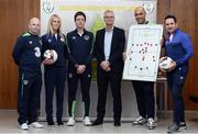 12 December 2016; FAI High Performance Director Ruud Dokter, third from right, with from left, Niall O'Regan, FAI Coach Education Manager, Barbara O'Connell, Warren Bolger, FAI Coach Education Cooridinator, Paul Osam, Republic of Ireland U16 Head Coach and Marcus Grant, during the FAI Coach Education Pathway 2017-2020 Launch at FAI HQ in Abbotstown, Dublin. Photo by Sam Barnes/Sportsfile