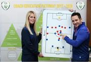 12 December 2016; Coaches Barbara O'Connell, left, and Marcus Grant during the FAI Coach Education Pathway 2017-2020 Launch at FAI HQ in Abbotstown, Dublin. Photo by Sam Barnes/Sportsfile